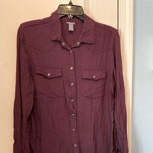 Purple button up top